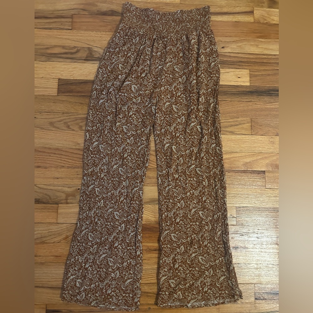 Paper Crane Brown Paisley Wide Leg Pants